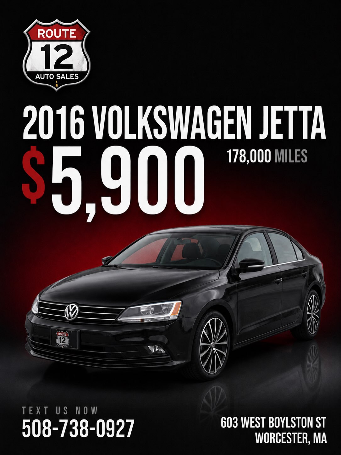 2016 Volkswagen Jetta in black for sale in Worcester, MA